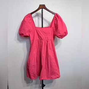 Draper James 100% Cotton Puff Sleeve Mini Sun Dress in ‘Hibiscus’ - Women’s L